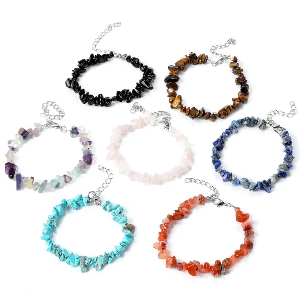 Natural Seven Chakra Amethyst Tiger Eye Crystal Gravel Crushed Gemstone bracelet